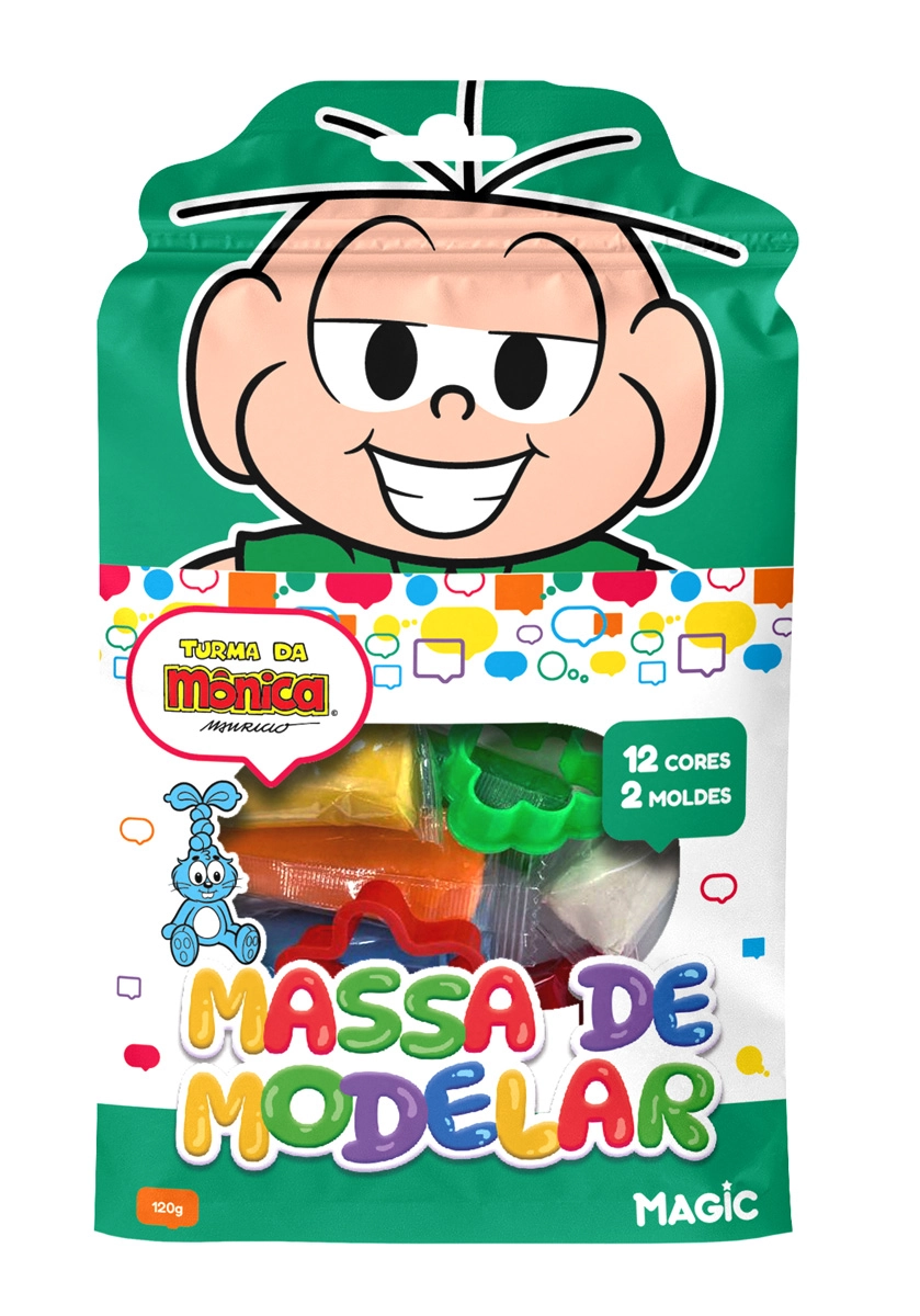 Kit Massinha Modelar 12 Cores 2 Moldes Turma Monica Vde 120g 123123 Magic