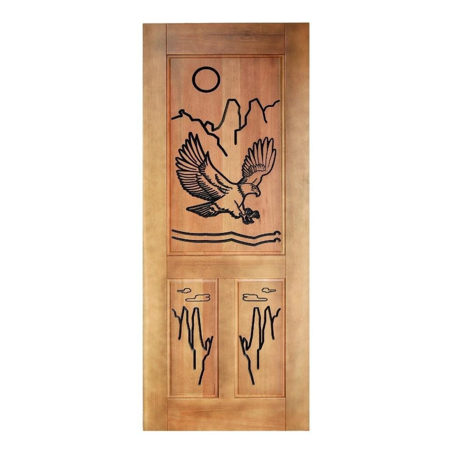 Folha De Porta Madeira Maciça Entalhada Águia 80x210x3,5cm Cedro Rosa Marrom