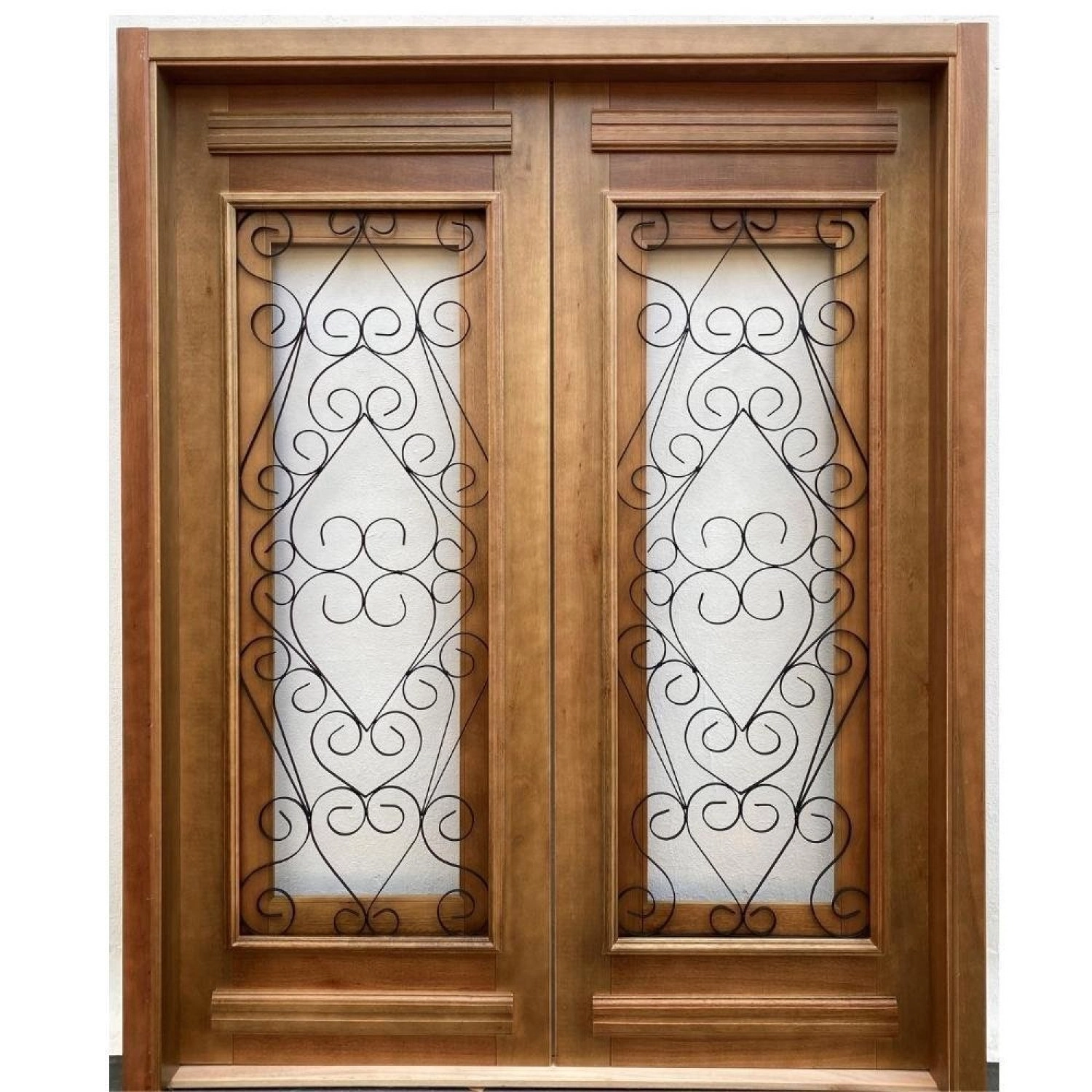 Porta Dupla Madeira Maciça/ferro Completa 186x213x18cm Cedro Rosa Madeira