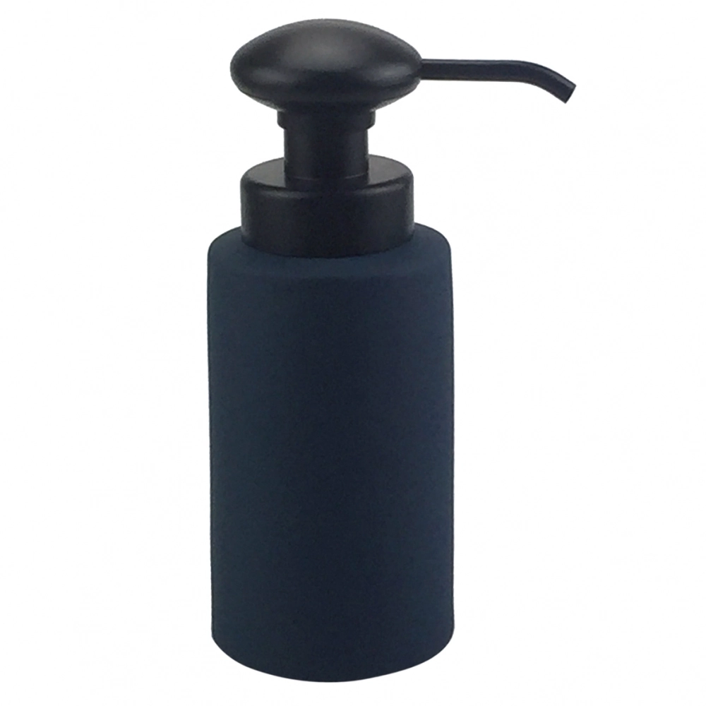 Porta Sabonete Liquido De Porcelana Azul Marinho E Preto 7cm