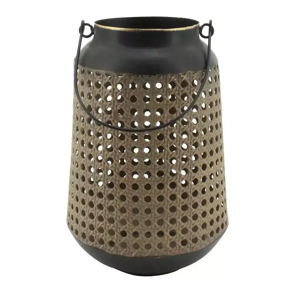 LANTERNA DE CORTICA E METAL 17,5CM X 17,5CM X 27CM