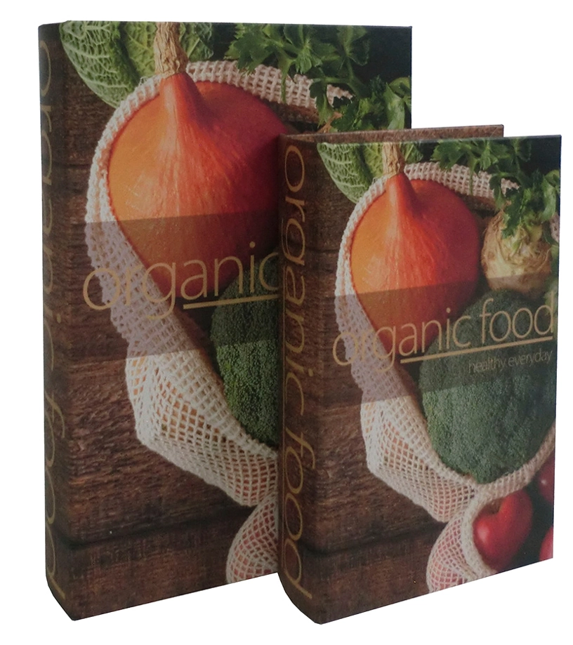 Conj Livros Caixa Madeira Organic Food Ga3050 Btc