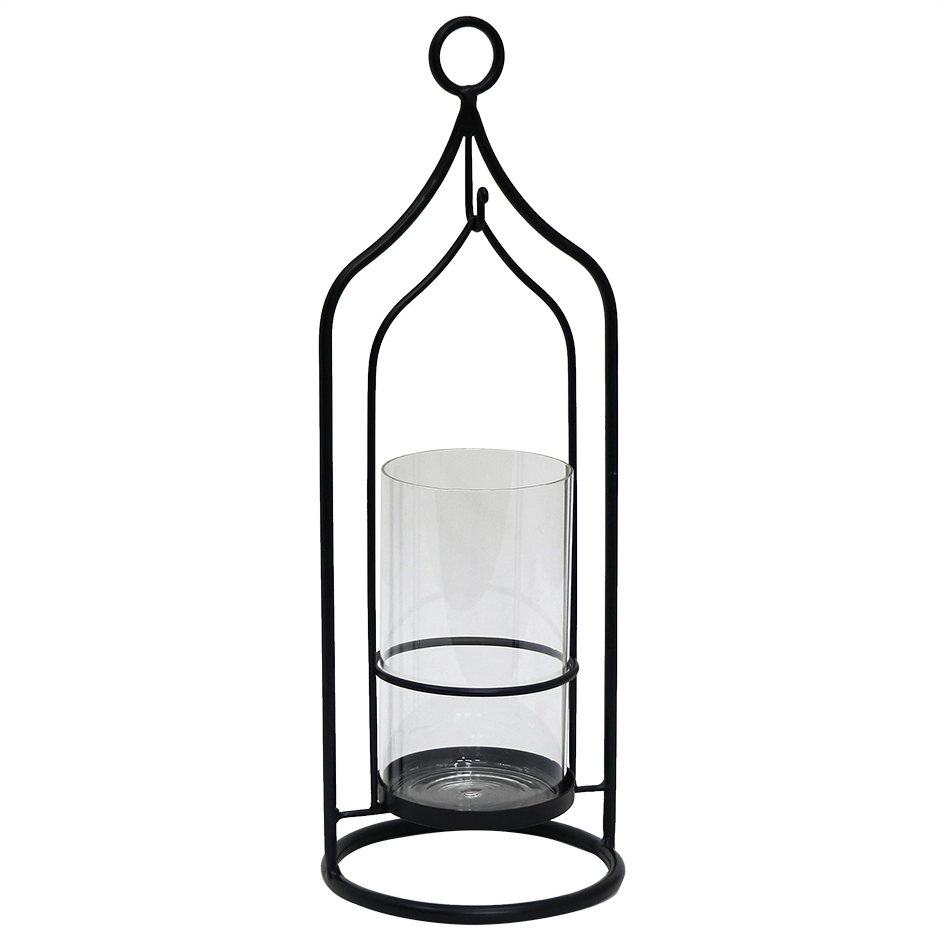 Lanterna Metal Preto Vidro Vf0023 Btc