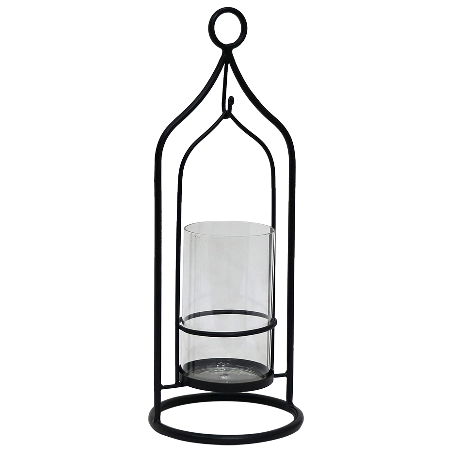 Lanterna Metal Preto Vidro Vf0024 Btc