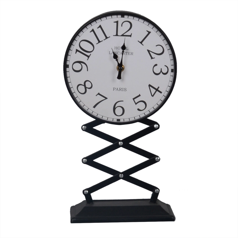 Relogio Mesa Metal Vidro Preto Branco Bo0077 Btc
