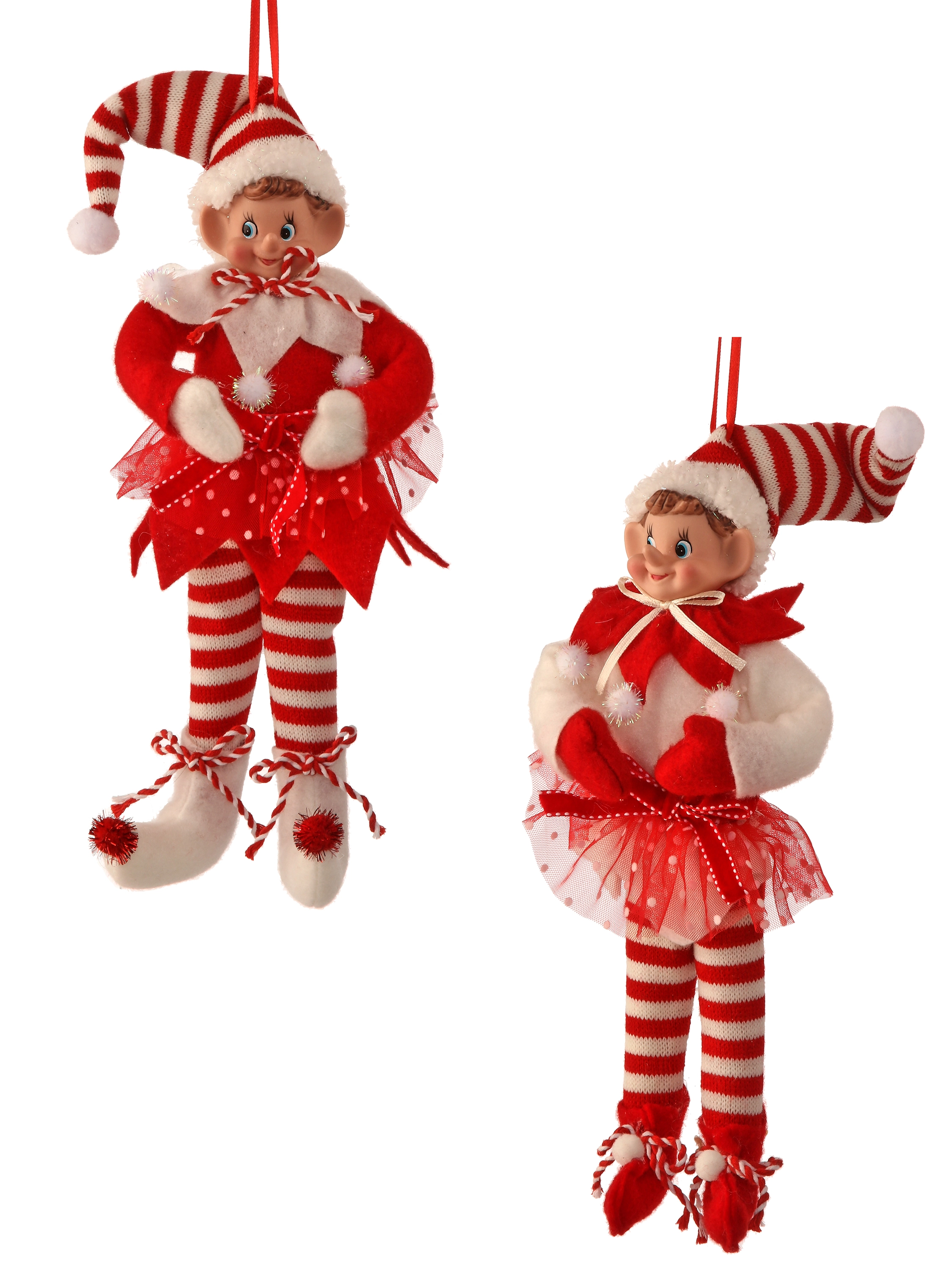 Enfeite Natal Elfos Branco Vermelho 2pcs Reg0102 Btc
