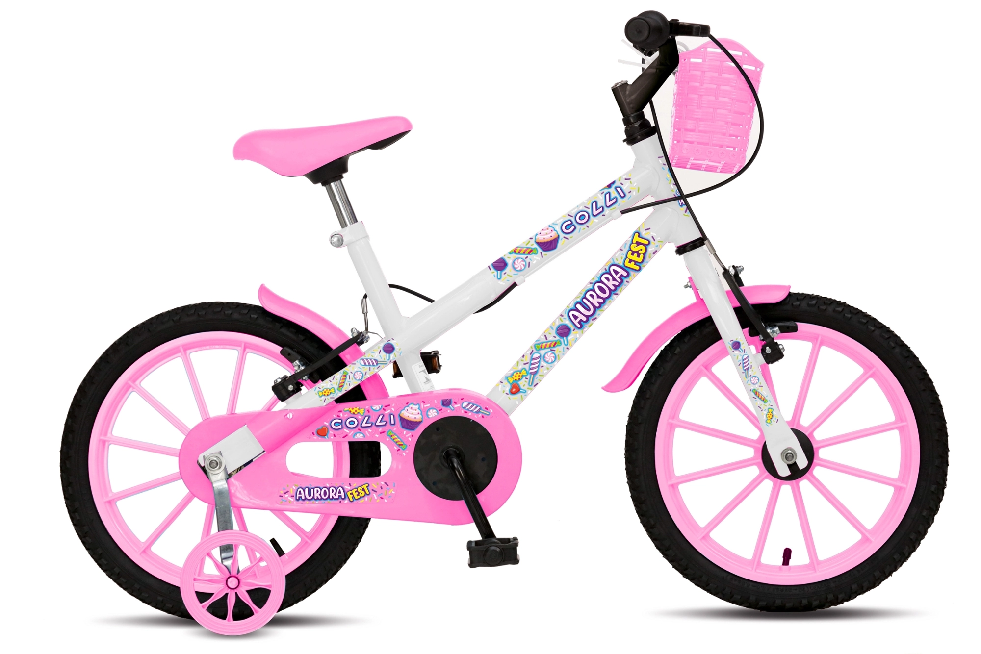 Bicicleta Infantil Feminina Aurora Festa Aro 16 Branca 203 05d Colli