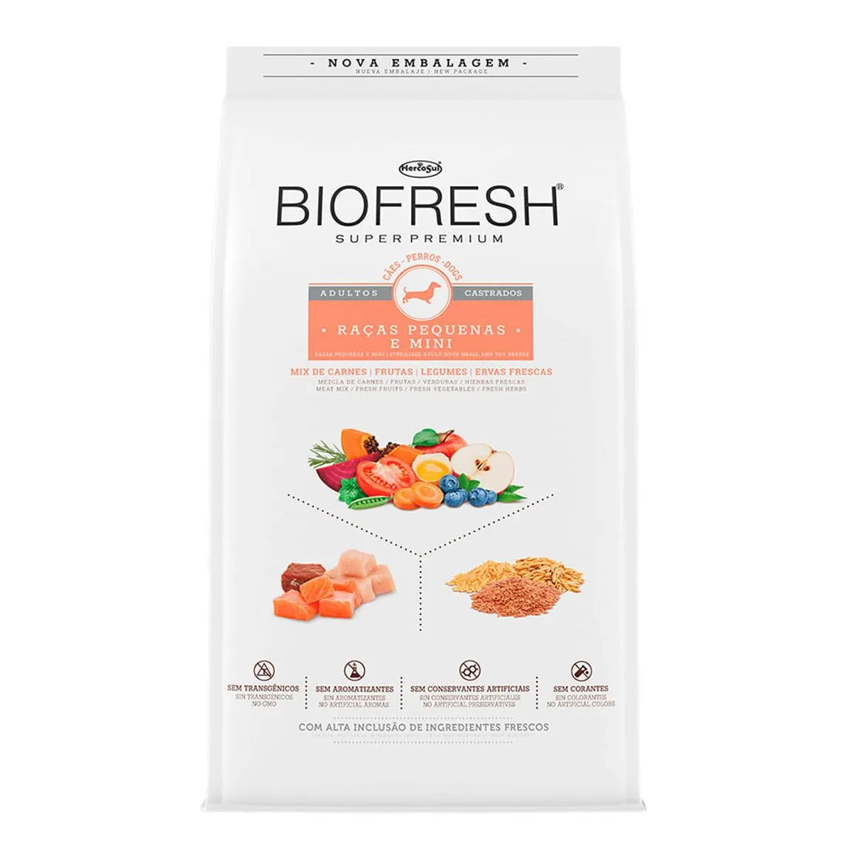 Racao Biofresh Caes Adultos Castrado Racas Pequenas E Mini 3kg