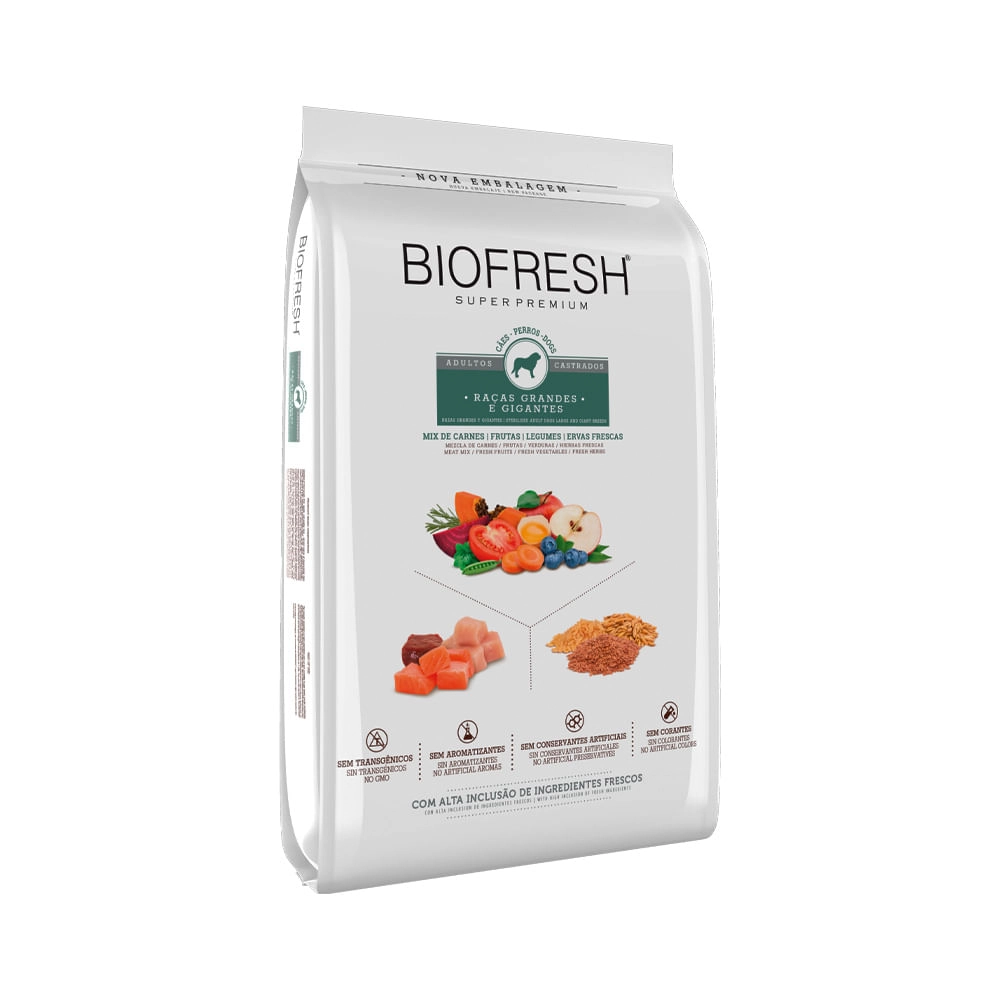 Racao Biofresh Cao Castrado Racas Grandes E Gigantes Mix De Carnes, Frutas, Legumes, Ervas Frescas 1