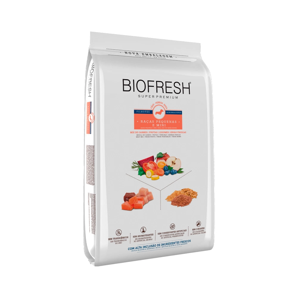 Ração Seca Biofresh Cães Filhotes De Raças Pequenas E Mini Caixa Com 4 Unidades De 3 Kg