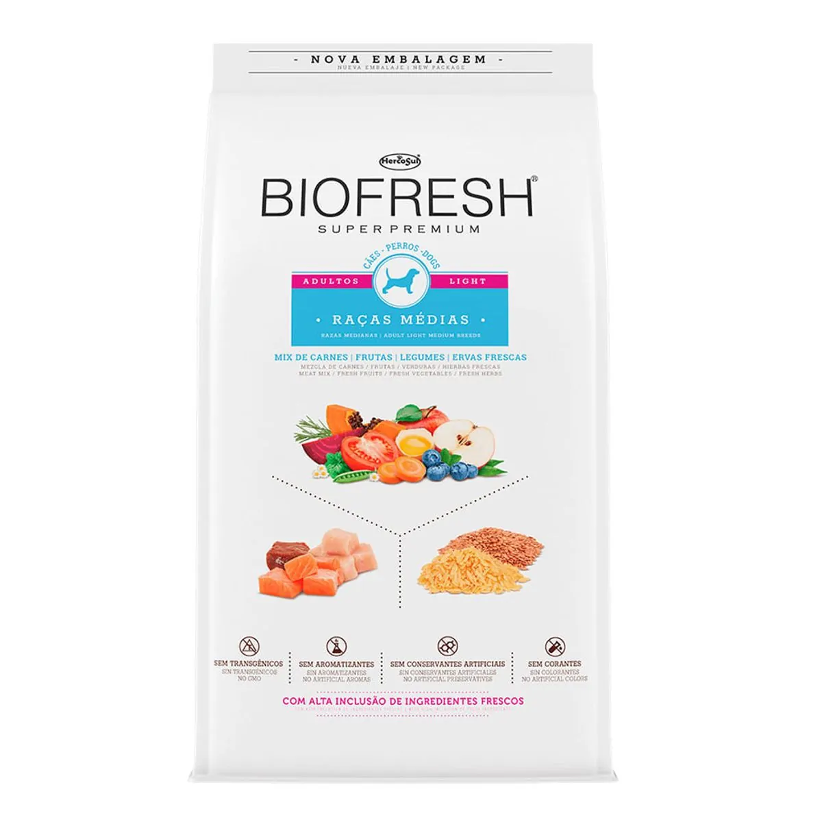 Ração Seca Biofresh Light Cães De Raças Medias 3 Kg