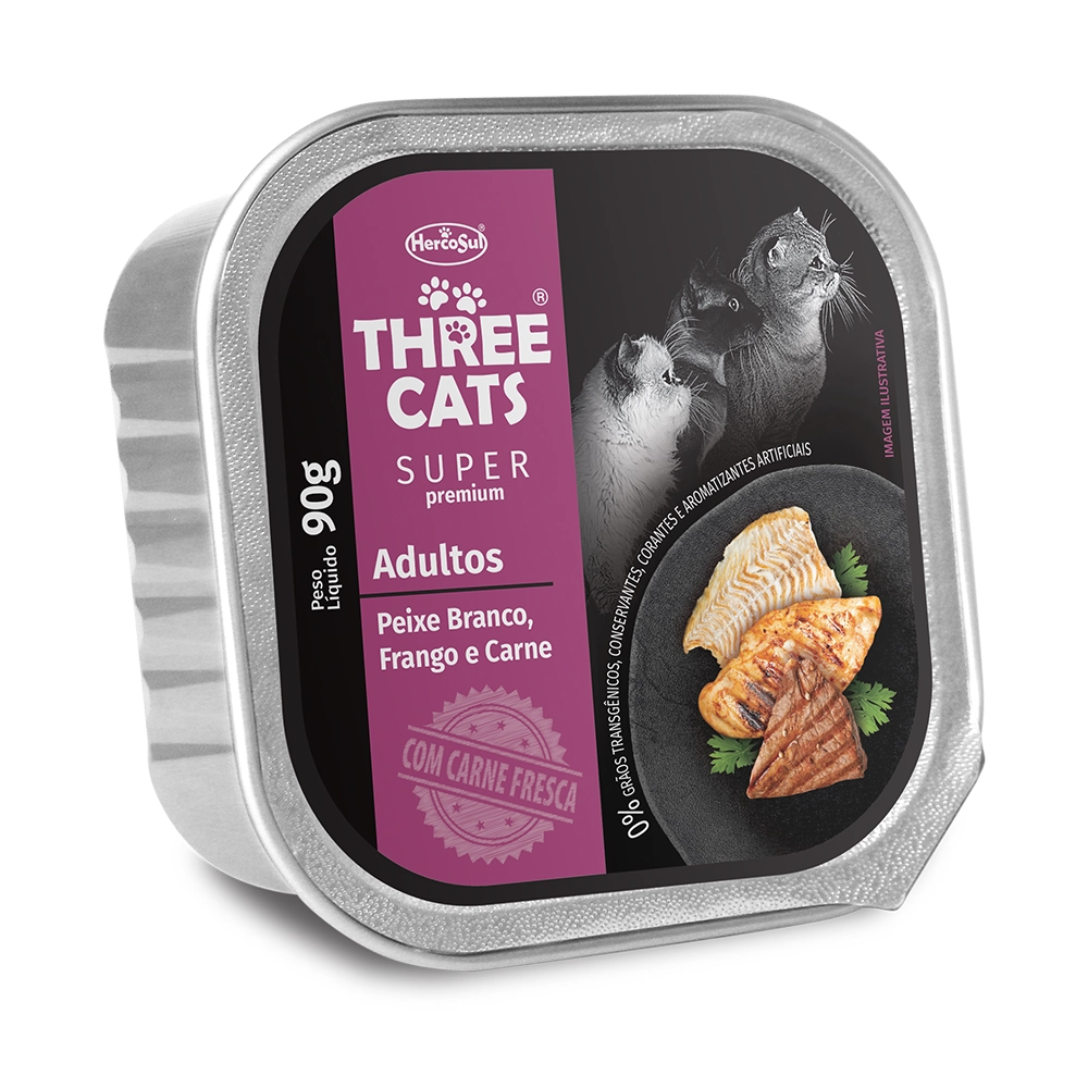 Racao Three Cats Pate Sp Adulto 90gr