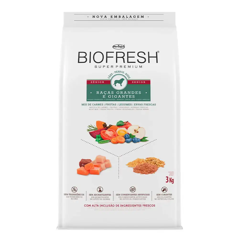 Ração Seca Biofresh Senior Para Cães Idosos De Raças Grandes E Gigantes 3 Kg