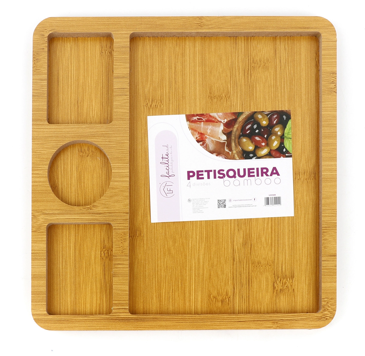 Petisqueira Bambu 4divisorias 29x29x1.2cm Uco346 Madalozzo