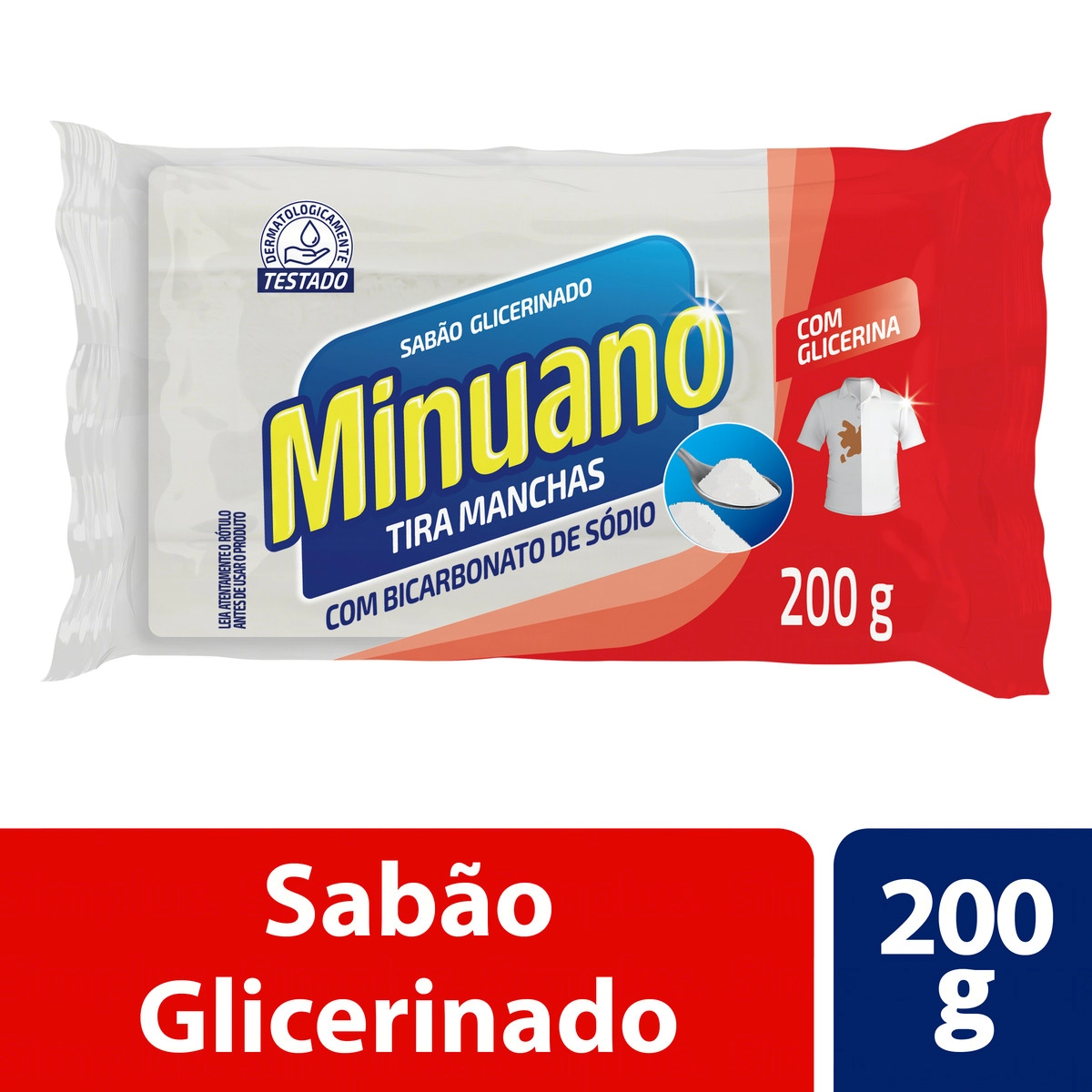 Sabão Barra Glicerinado Tira Manchas Minuano Pacote 200g