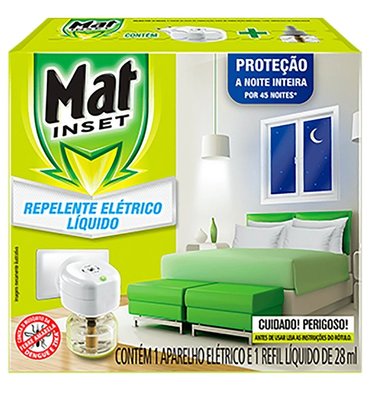 Kit Aparelho Elétrico Refil Repelente Líquido 45 Noites Mat Inset 28ml