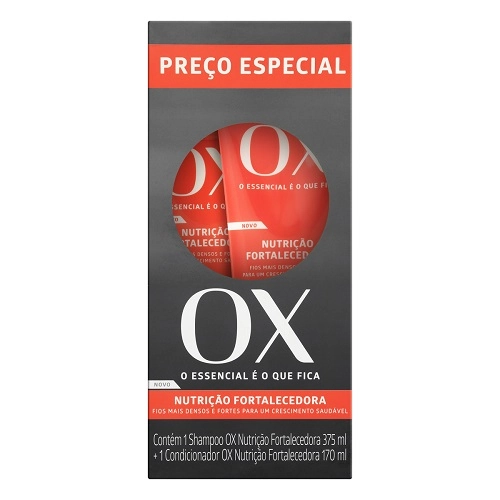 Kit Shampoo 375ml + Condicionador 170ml OX Nutrição Fortalecedora