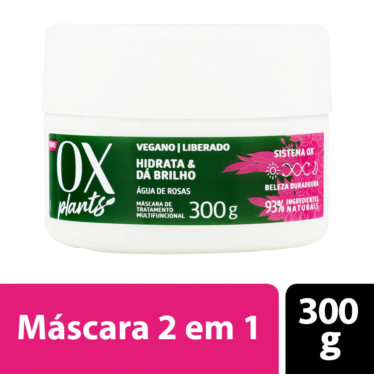 Máscara de Tratamento Multifuncional OX Plants Hidrata & Dá Brilho Pote 300g