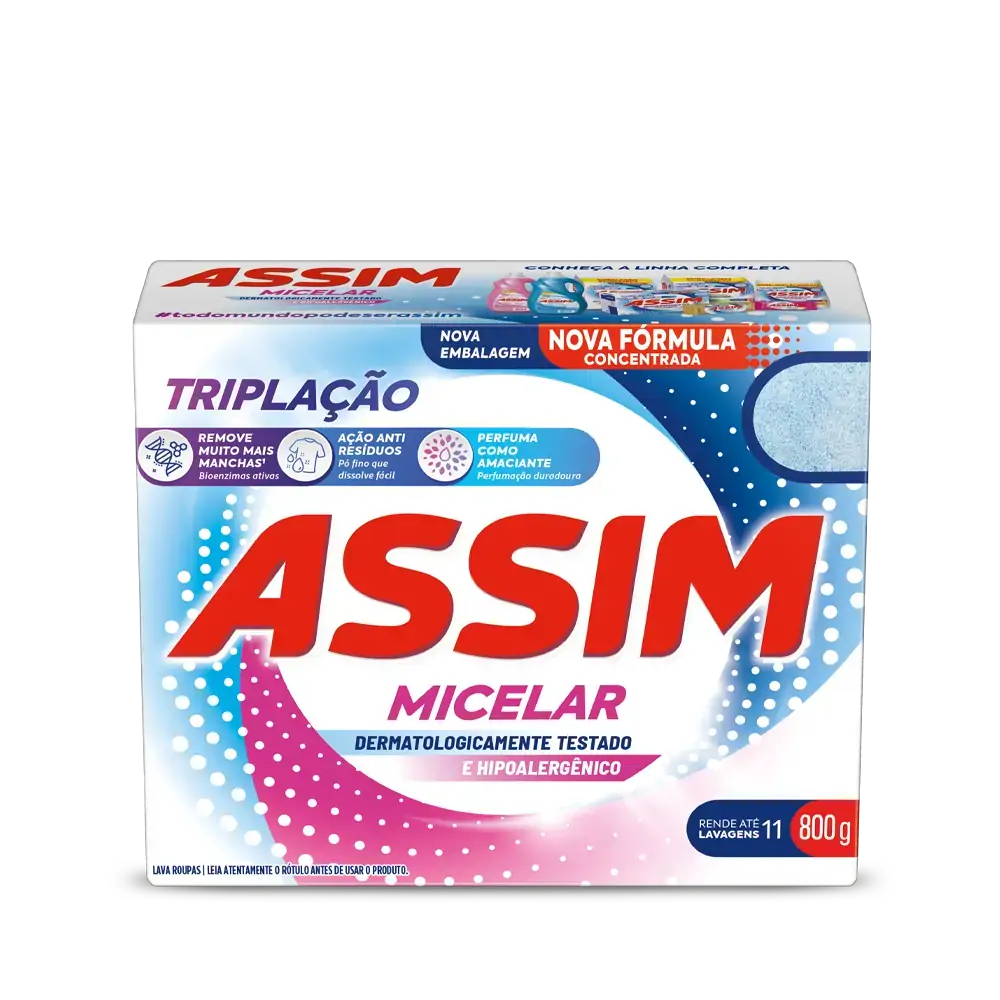 Lava Roupas Pó Assim Micelar Triplação Caixa 800g
