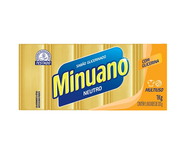 Sabão Barra Glicerinado Com Amaciante Minuano Pacote 900g 5 Unidades