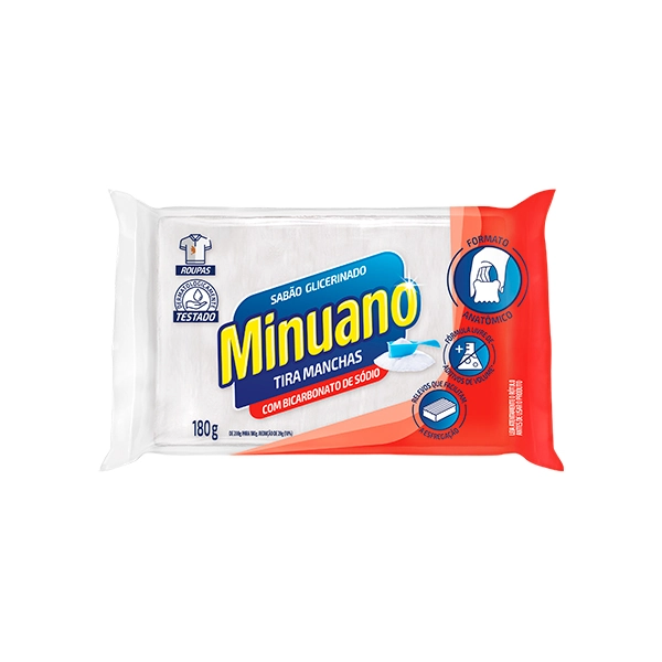 Sabão Barra Glicerinado Tira Manchas Minuano Flow Pack 180g