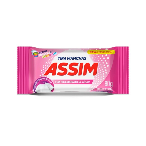 Sabão Barra Roupas Brancas Tira Manchas Assim Flow Pack 80g