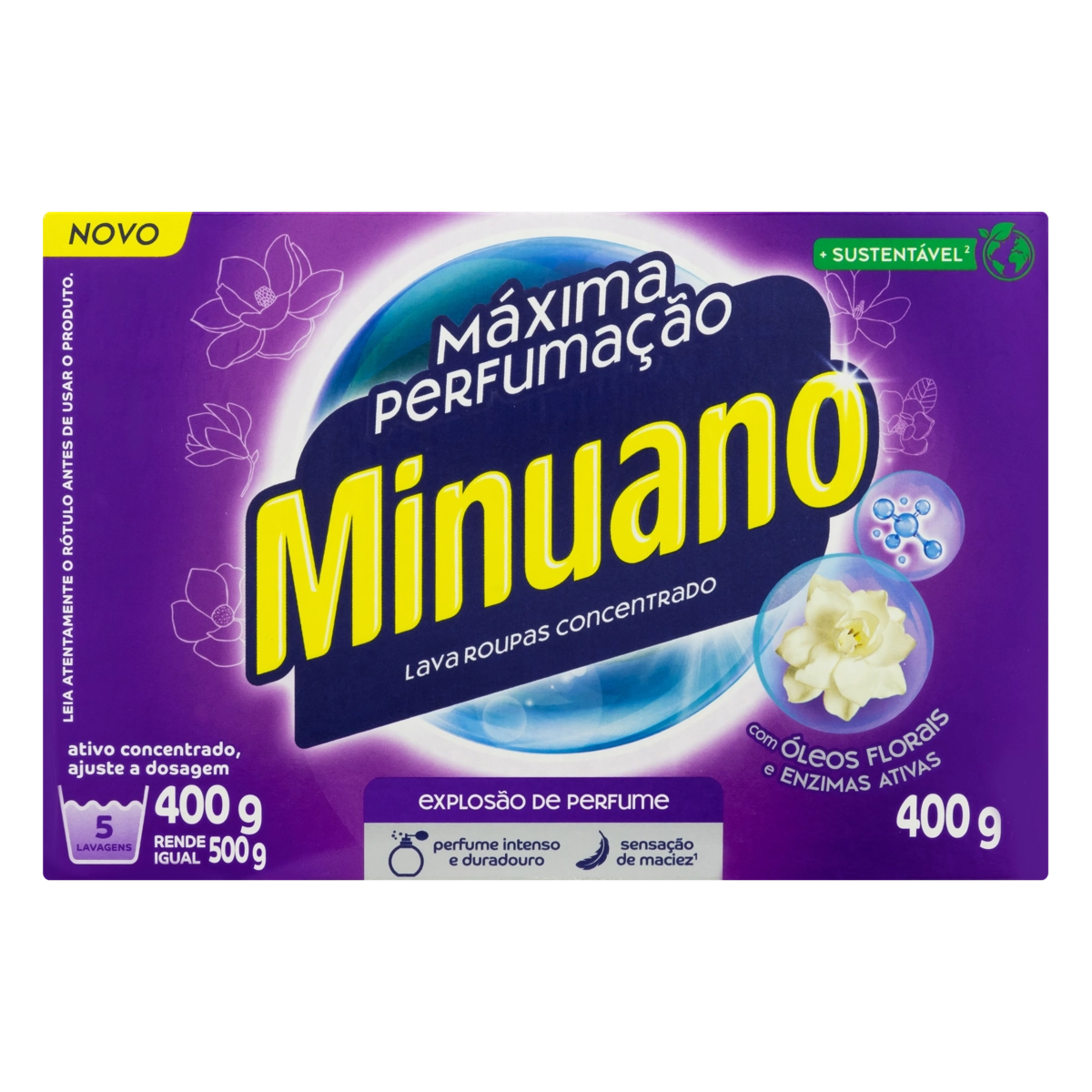 Lava Roupas Pó Concentrado Minuano Máxima Perfumação Caixa 400g