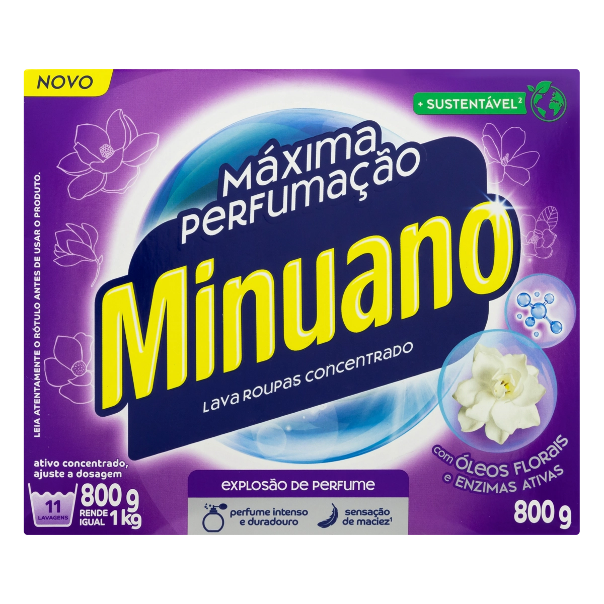 Lava-Roupas Pó Concentrado Minuano Máxima Perfumação Caixa 800g