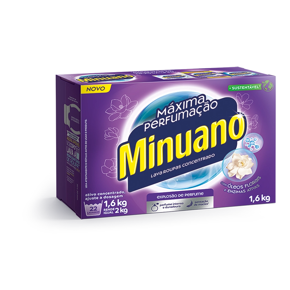 Lava-Roupas Pó Concentrado Minuano Máxima Perfumação Caixa 1,6kg