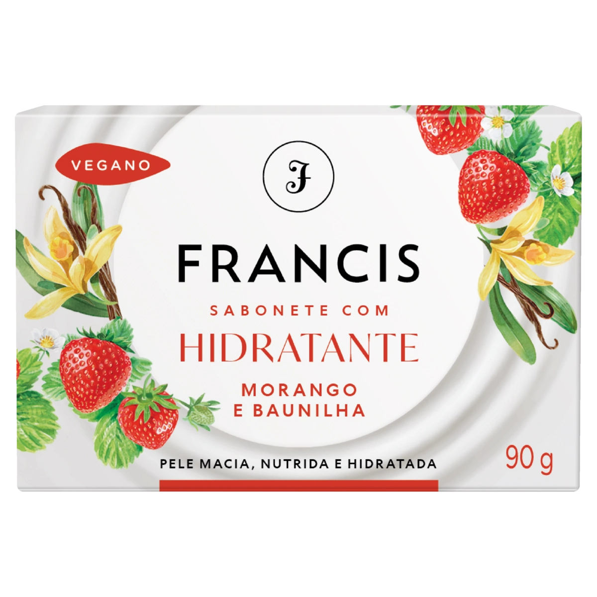 Sabonete Barra Hidratante Morango E Baunilha Francis Caixa 90g
