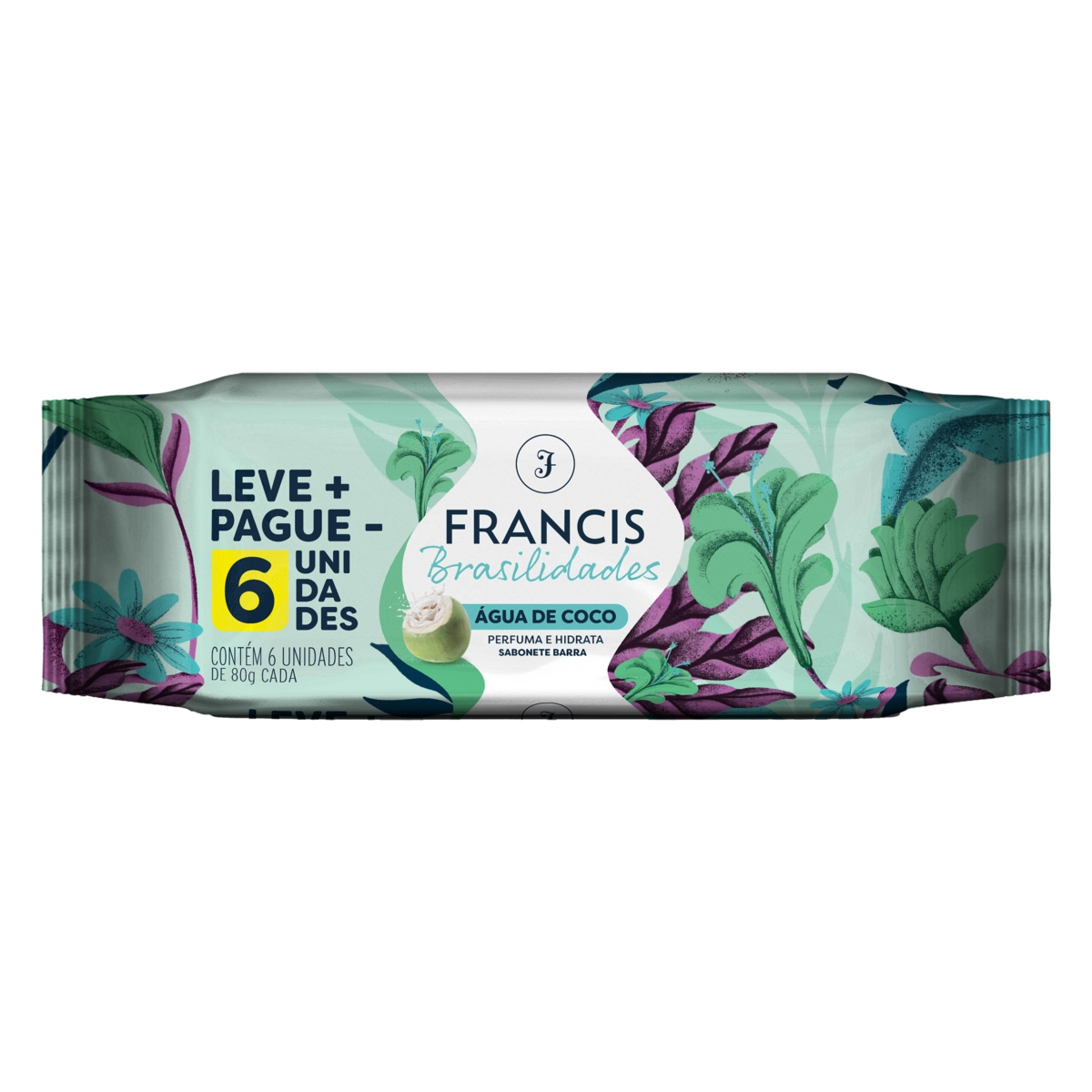 Pack Sabonete Barra água De Coco Francis Brasilidades Pacote 6 Unidades De 80g Cada Leve Mais Pague