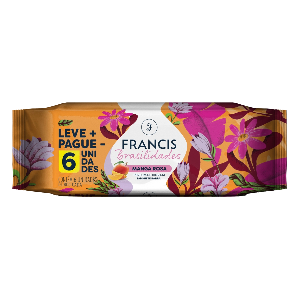 Pack Sabonete Barra Manga Rosa Francis Brasilidades Pacote 6 Unidades 80g Cada Leve Mais Pague Menos