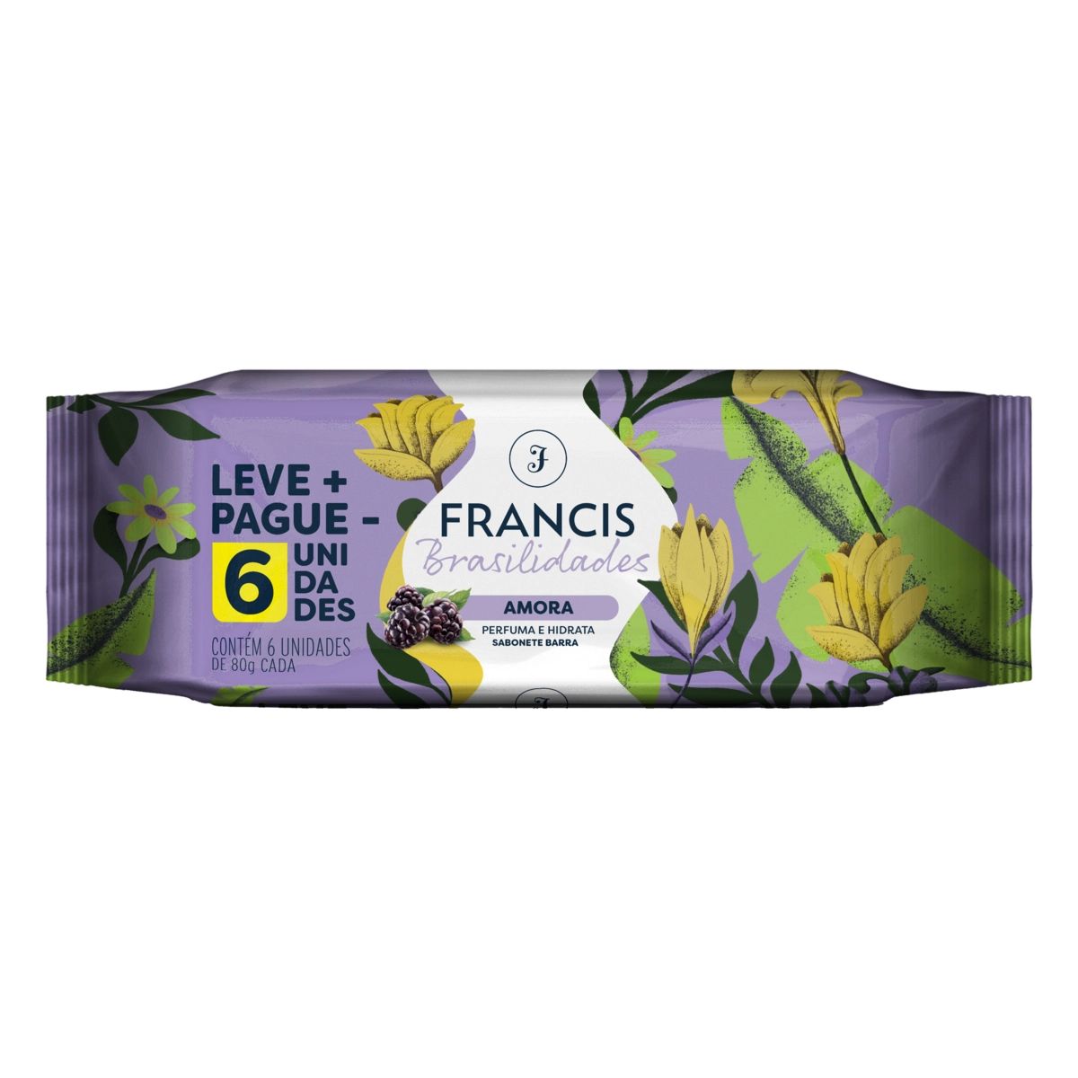 Pack Sabonete Barra Amora Francis Brasilidades Pacote 6 Unidades 80g Cada Leve Mais Pague Menos