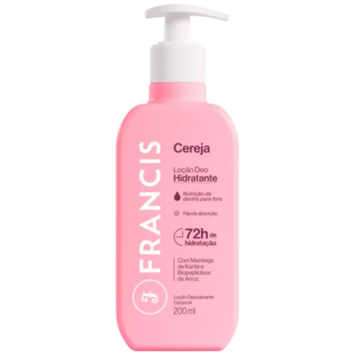 Loção Desodorante Corporal Deo Hidratante Cereja Francis Frasco 200ml Pump
