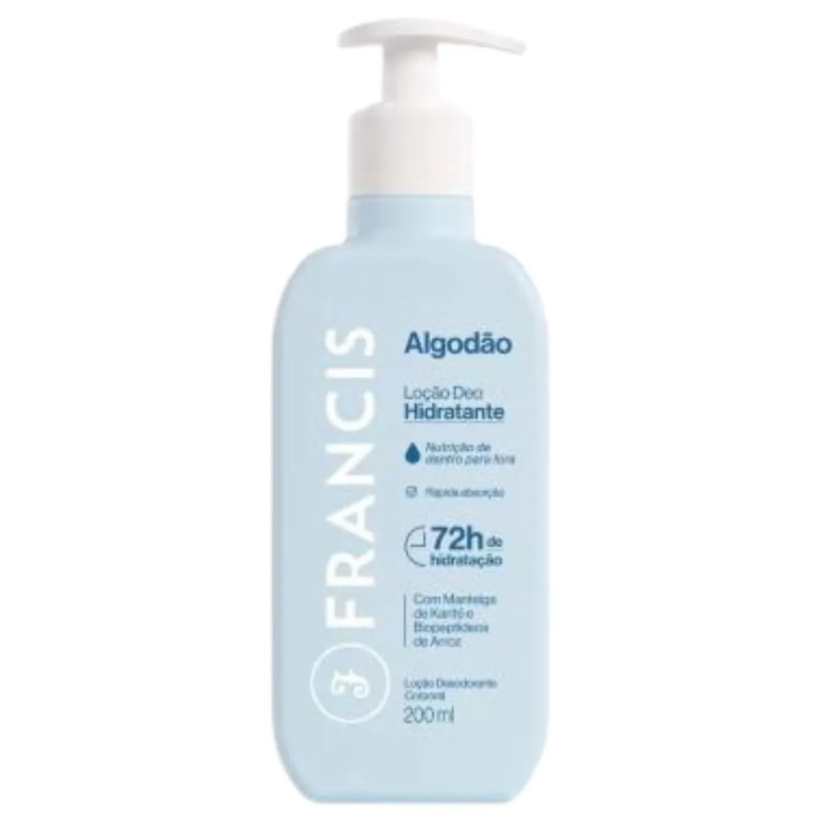 Loção Desodorante Corporal Deo Hidratante Algodão Francis Frasco 200ml Pump