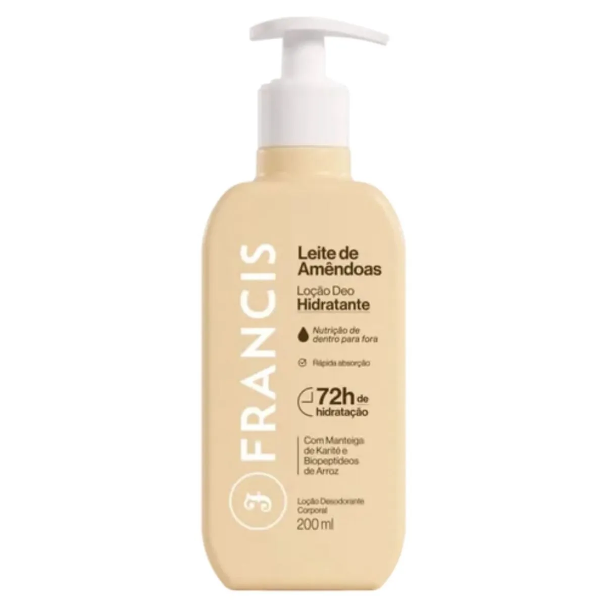 Loção Desodorante Deo-Hidratante Leite de Amêndoas Francis Frasco 200ml Pump
