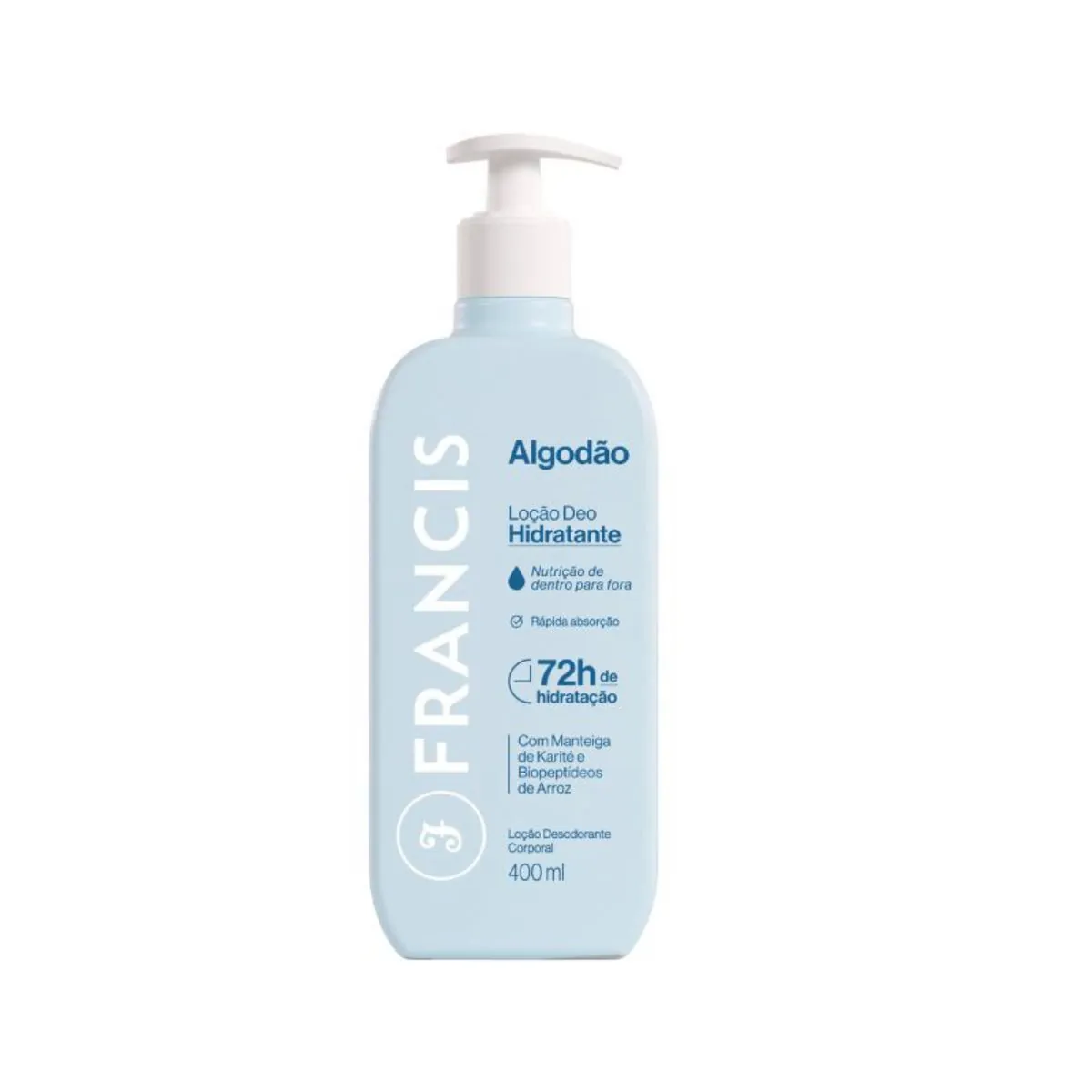 Loção Desodorante Corporal Deo Hidratante Algodão Francis Frasco 400ml Pump