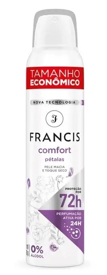 Desodorante Aerossol Comfort Pétalas Francis 200ml Spray Tamanho Econômico