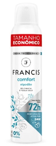 Desodorante Aerossol Comfort Algodão Francis 200ml Spray Tamanho Econômico