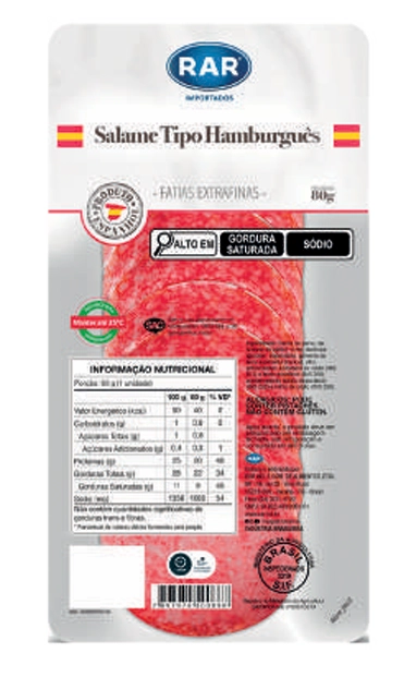 Salame Hamburgues Fat Rar 80 Gr