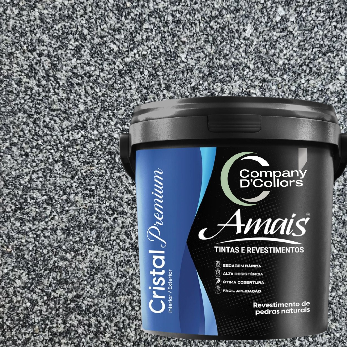 Revestimento Textura Pedras Naturais - Turmalina Preta 23kg Cristal Amais