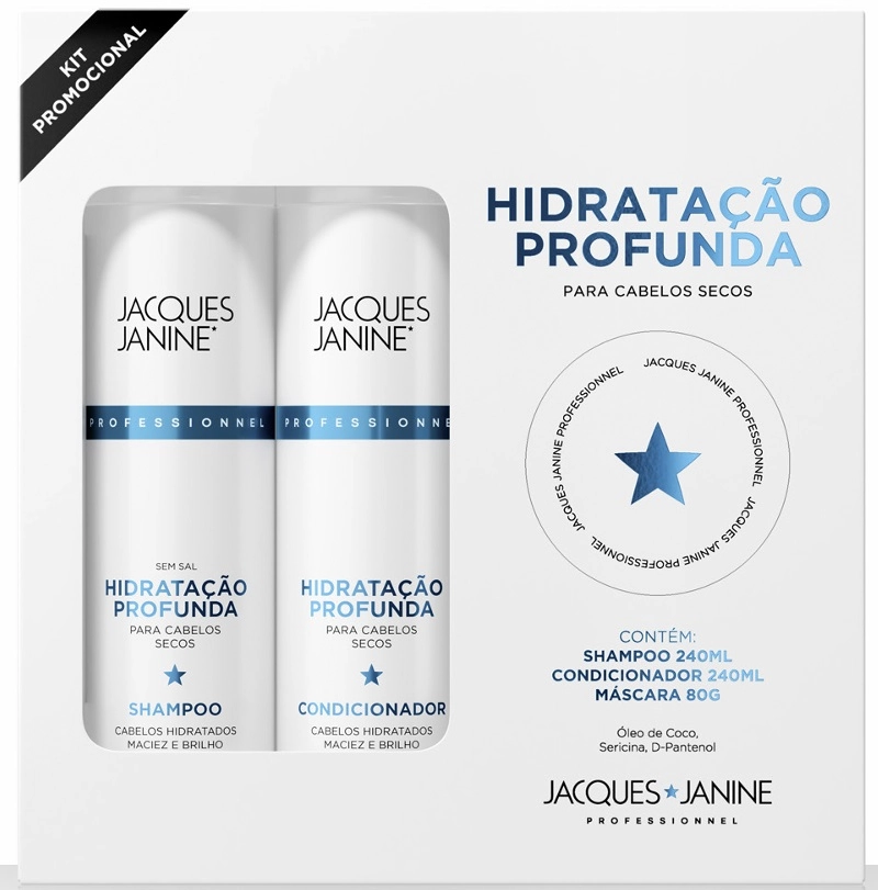 Kit Jacques Janine Hidratacao Profunda Sh 240ml Cond 240ml Masc 80g 1un