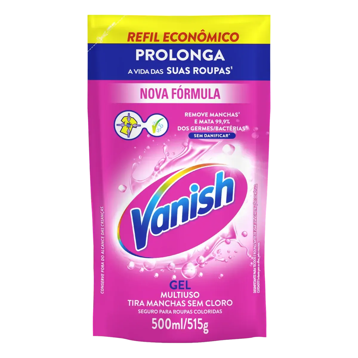 Tira Manchas Gel Multiuso Vanish Sachê 500ml Refil Econômico