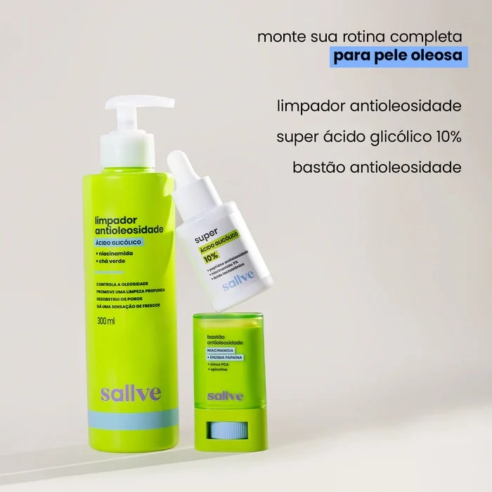 Bastão Facial Antioleosidade Sallve Frasco 15g