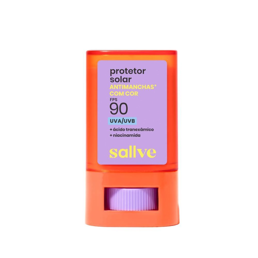Protetor Solar Bastão Facial Antimanchas Com Cor 2 Fps 90 Sallve Caixa 15g