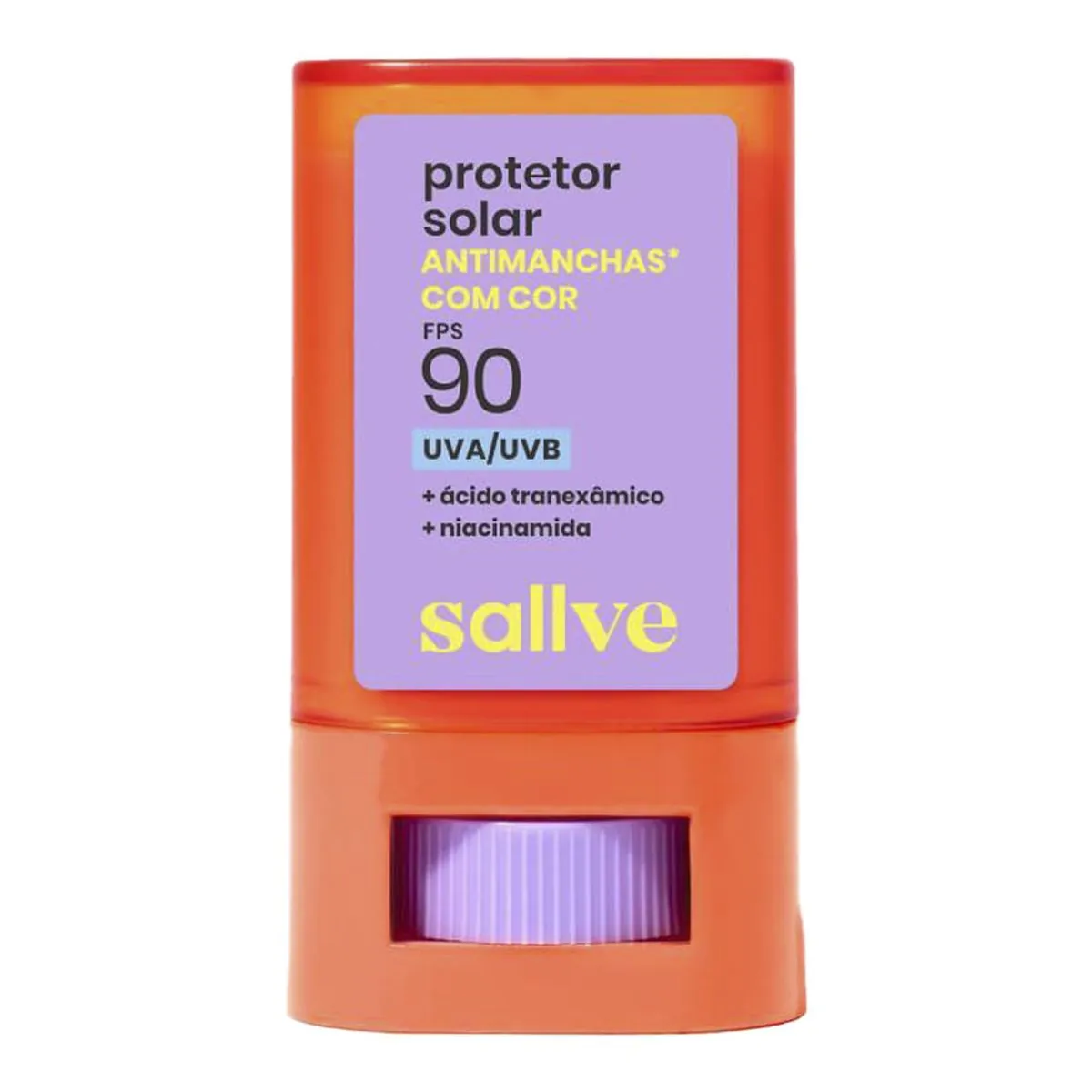 Protetor Solar Bastão Facial Antimanchas Com Cor 3 Fps 90 Sallve Caixa 15g