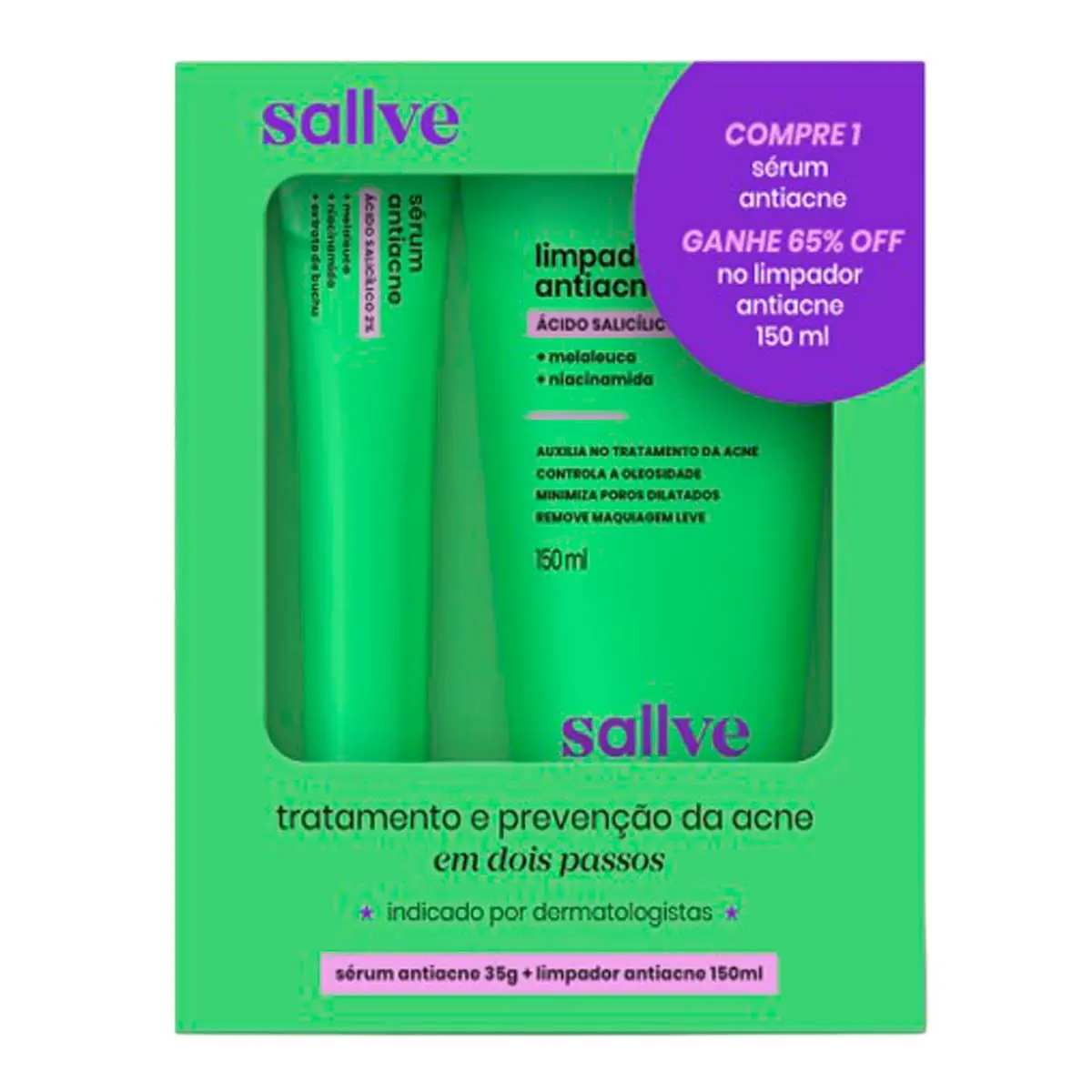 Kit Sallve Antiacne Sérum 35g + Limpador 150ml