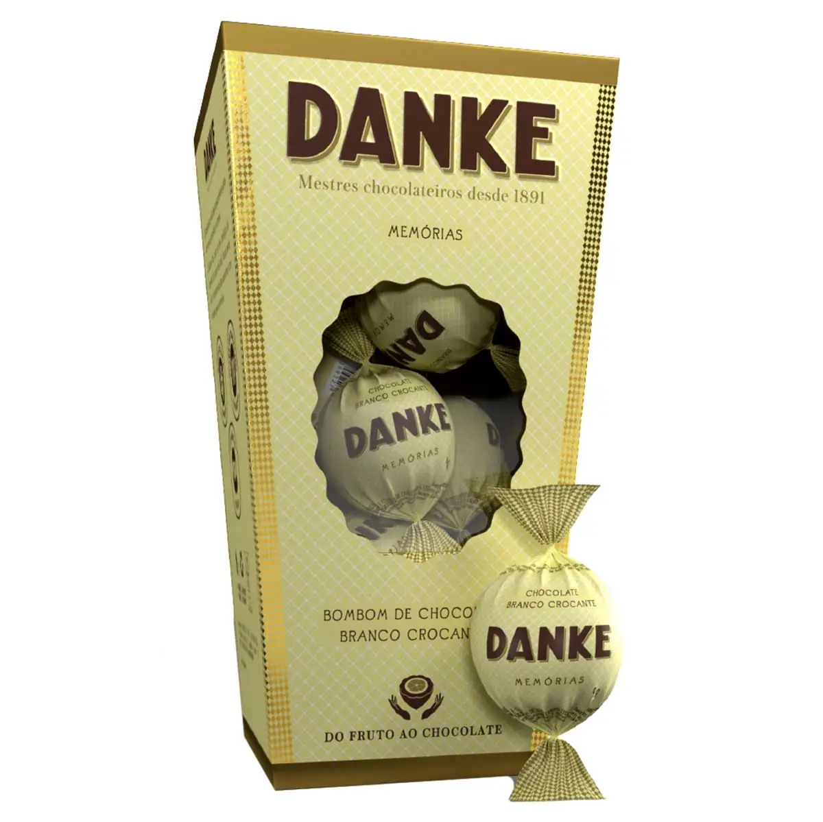 Bombom de Chocolate Branco Crocante Danke Memórias 162g