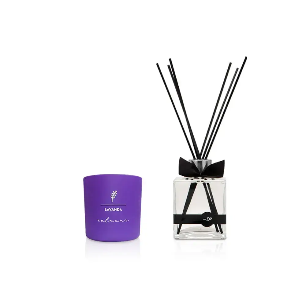 Kit Dia A Dia Vela Perfumada 180g Dif. 250ml Lavanda