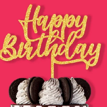 Topo De Bolo Mdf Happy Birthday Dourado